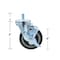 Bk Resources 4-inch Threaded Stem Casters, Polyurethane Wheels, Brake, 300lb Capacity, Acid Resistant, 4PK 4SBR-4ST-PLY-PS4 - alternate 4